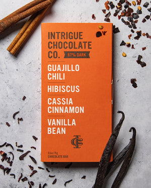 Guajillo Chili, Hibiscus, Cassia Cinnamon, Vanilla Bean Bar