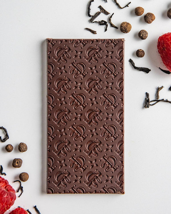 Raspberry + Black Tea + All Spice - Intrigue Chocolate Co.