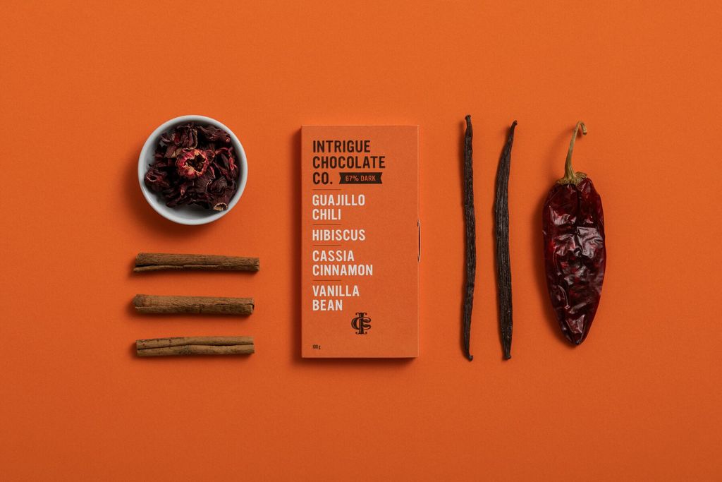 Guajillo Chili, Hibiscus, Cassia Cinnamon, Vanilla Bean Bar